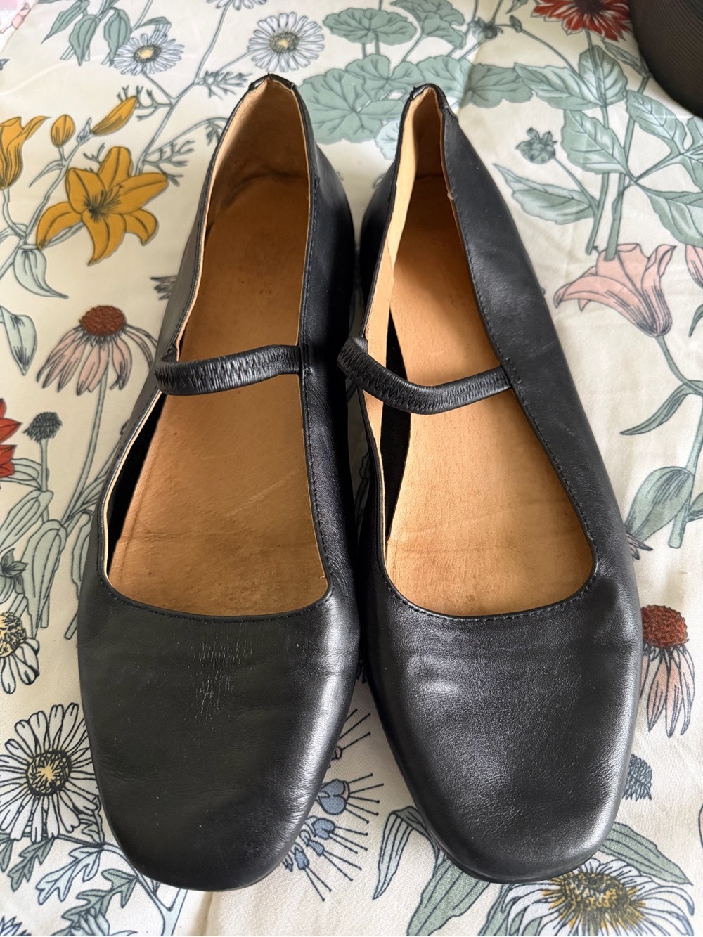 Madewell Black Leather Mary Jane Flats